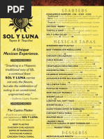 Sol y Luna Dinner Menu