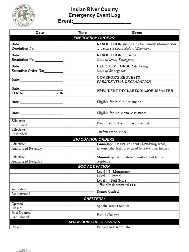 Indian River County Emergency Log | PDF