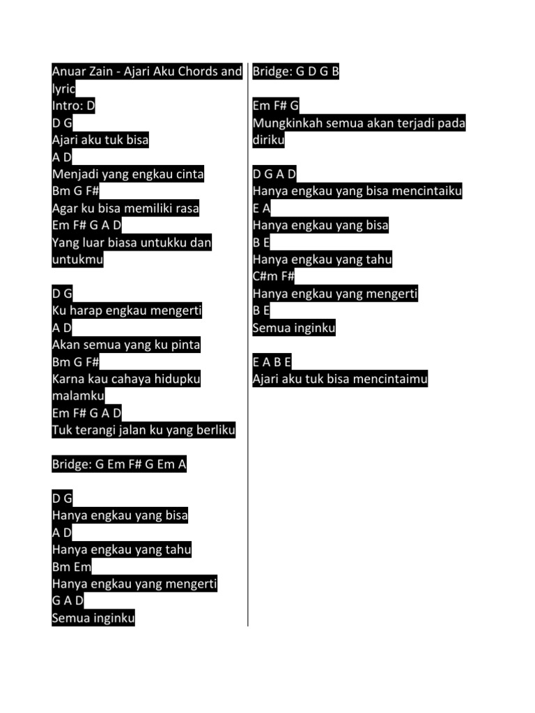 Lirik Lagu Dan Kunci Gitar Firman Rindu Serindu Rindunya - Arsia Lirik