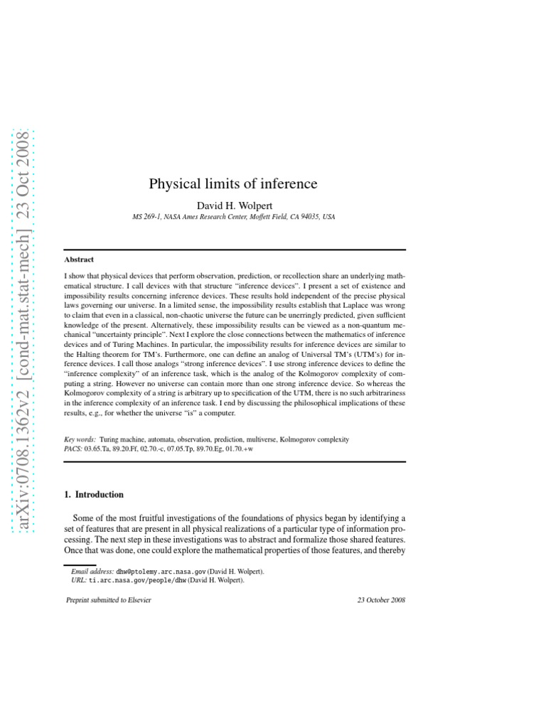 Physical Limits of Inference | PDF | Function (Mathematics) | Prediction
