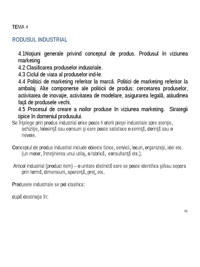 Tema 4 Produsul Industrial | PDF