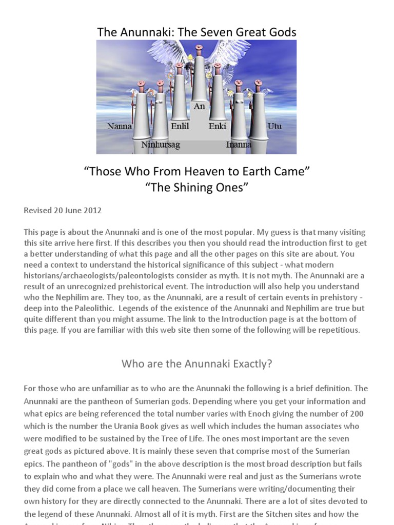 The Seven Great Anunnaki Gods Explained | PDF
