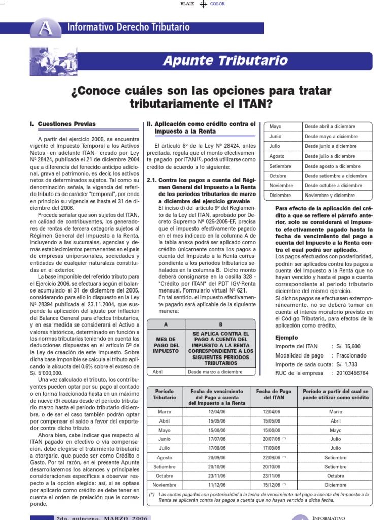 Tratamiento Del Itan | PDF | Impuestos | Impuesto sobre la renta