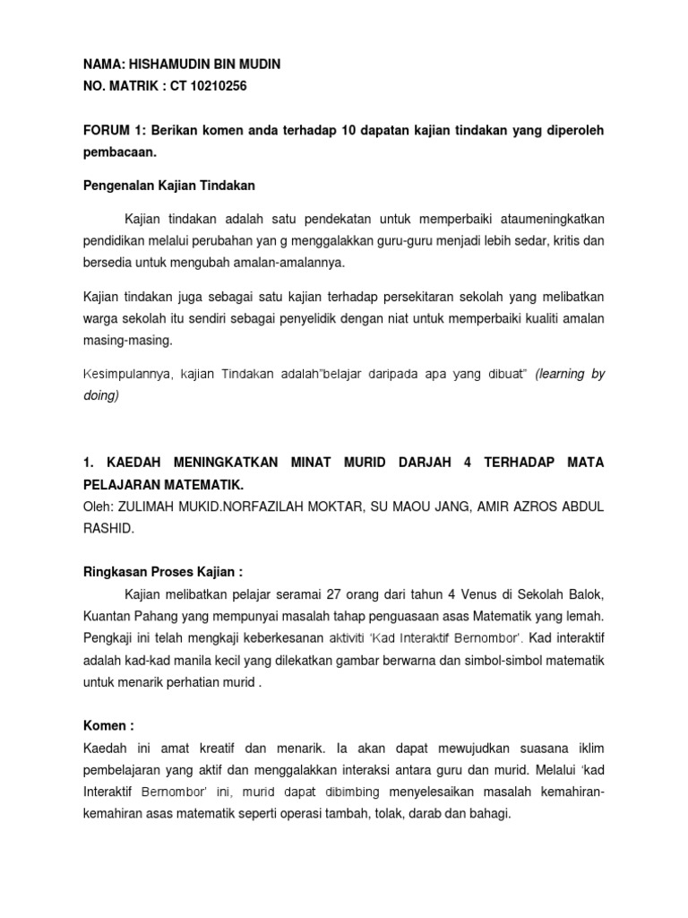Tkaedah Meningkatkan Minat Murid Darjah 4 Terhadap Mata Pelajaran Matematik Pdf