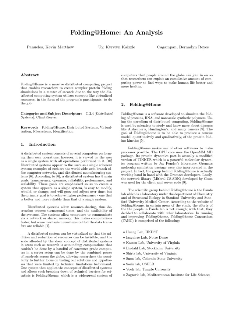 FoldingHome An Analysis PDF ClientServer Model Virtualization