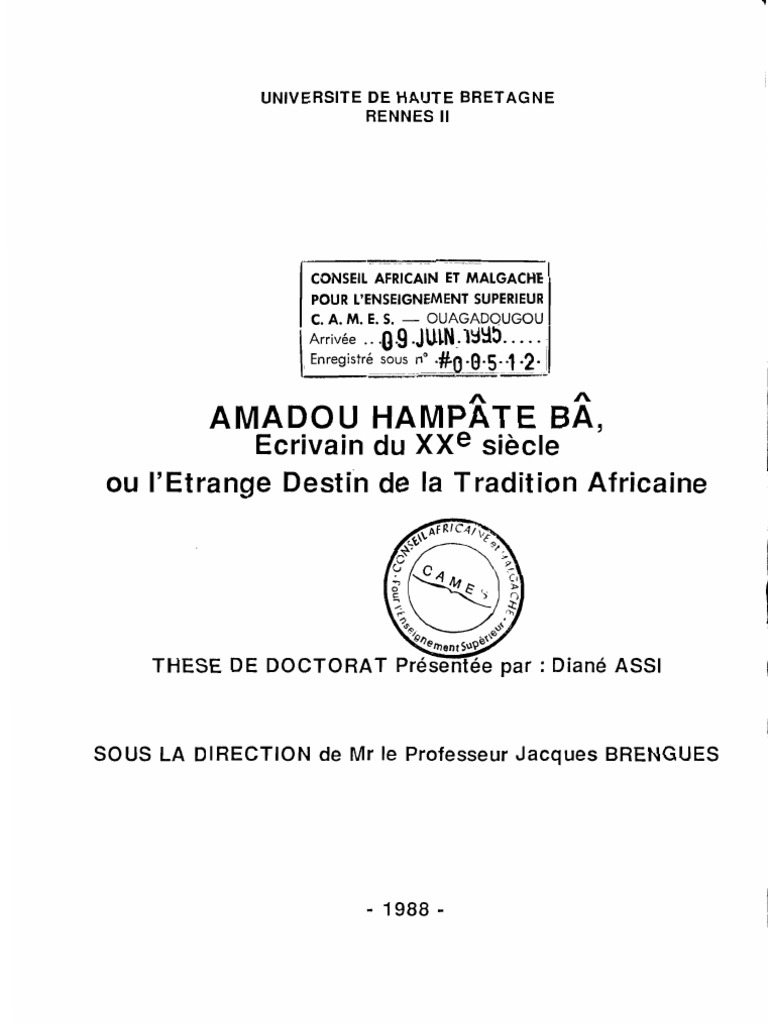 Histoire De L afrique Noire D hier à Demain Pdf Gratuit 52590663-CS-00512hampate-ba - Copie | PDF | Afrique | Langue française