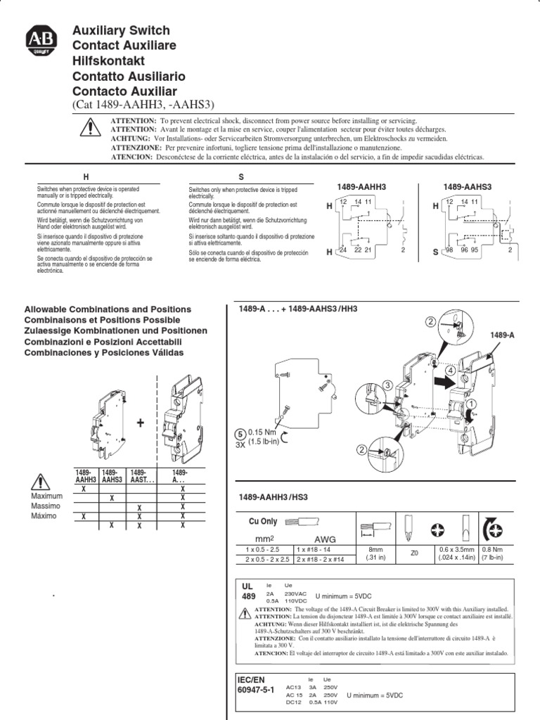 Auxiliary Switch Installation Guide | PDF | Electric Power | Components