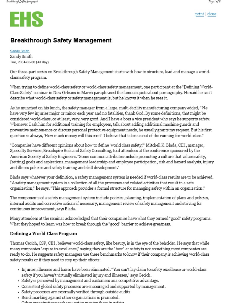 World-Class Safety Management Guide | PDF | Safety | Regulatory Compliance
