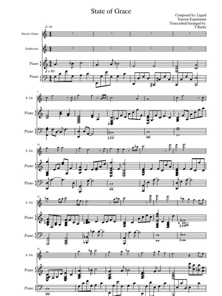 State Of Grace Plete Piano Acc With Guitar Solo Musical Forms Music Technology