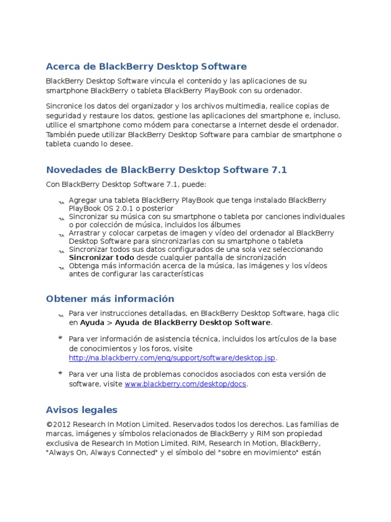 BlackBerry Desktop Software Readme | PDF | Informática