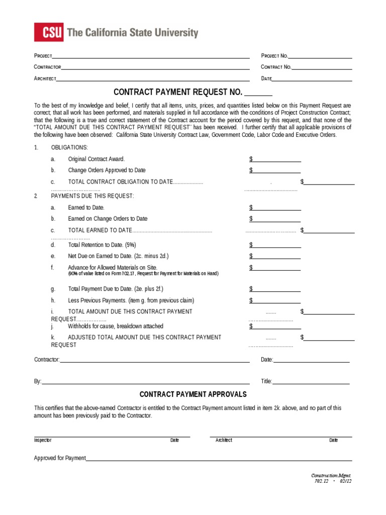 Contract Payment Request Form | PDF | Law