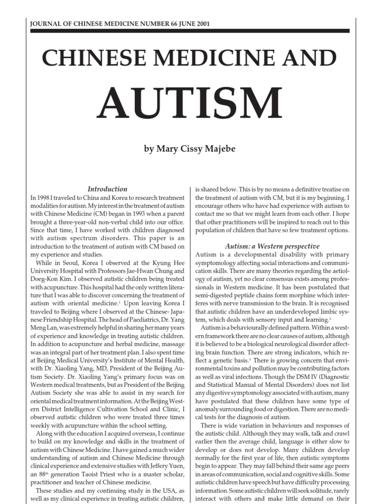 TCM Autism Autism Traditional Chinese Medicine