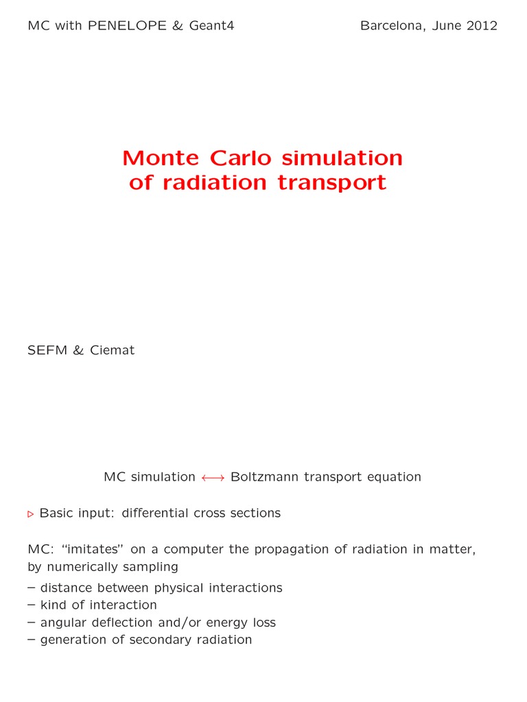 Monte Carlo Simulation with Penelope | PDF | Cross Section (Physics ...