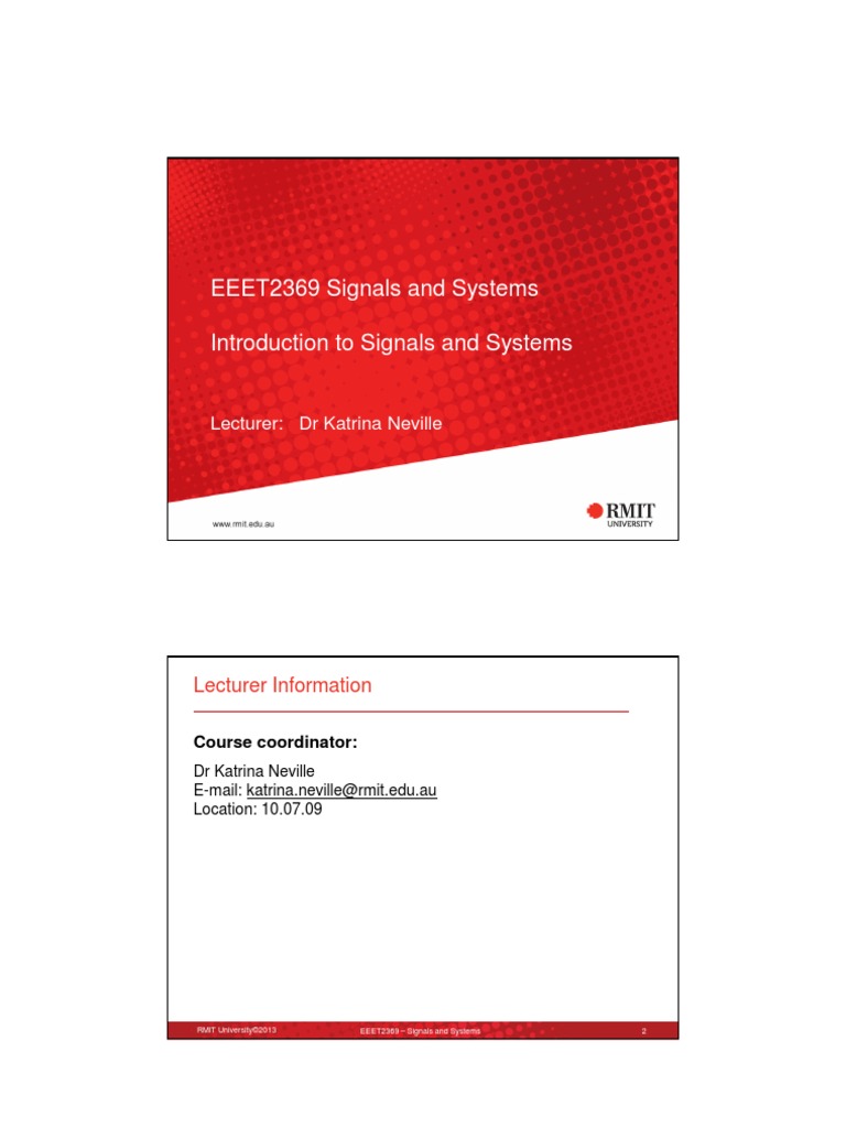 EEET2369 Signals and Systems Introduction To Signals and Systems | PDF ...