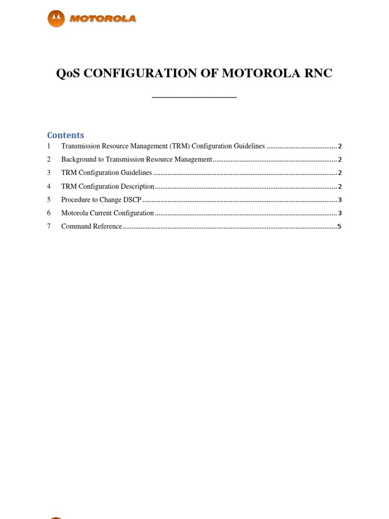 Motorola RNC QoS Configuration Guide | PDF | Quality Of Service ...