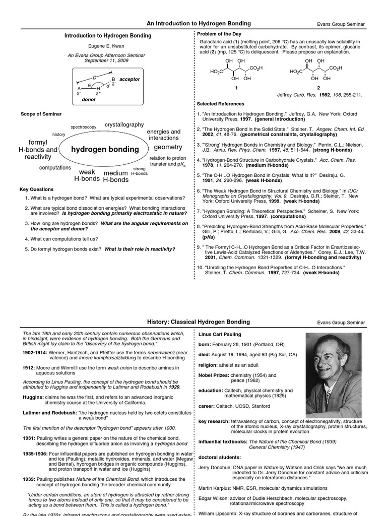 Introduction to Hydrogen Bonding | PDF | Hydrogen Bond | Nuclear ...