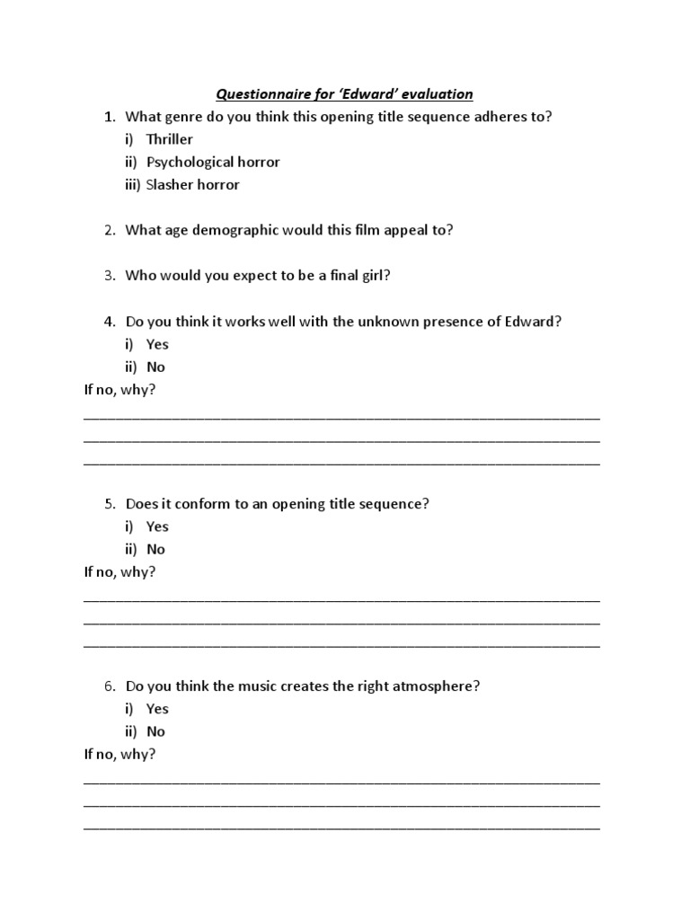 Edward Evaluation Questionnaire | PDF