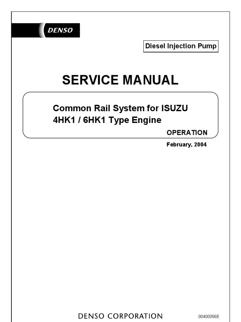 Service Manual Common Rail System Isuzu 4HK1 6HK1 | Fuel Injection