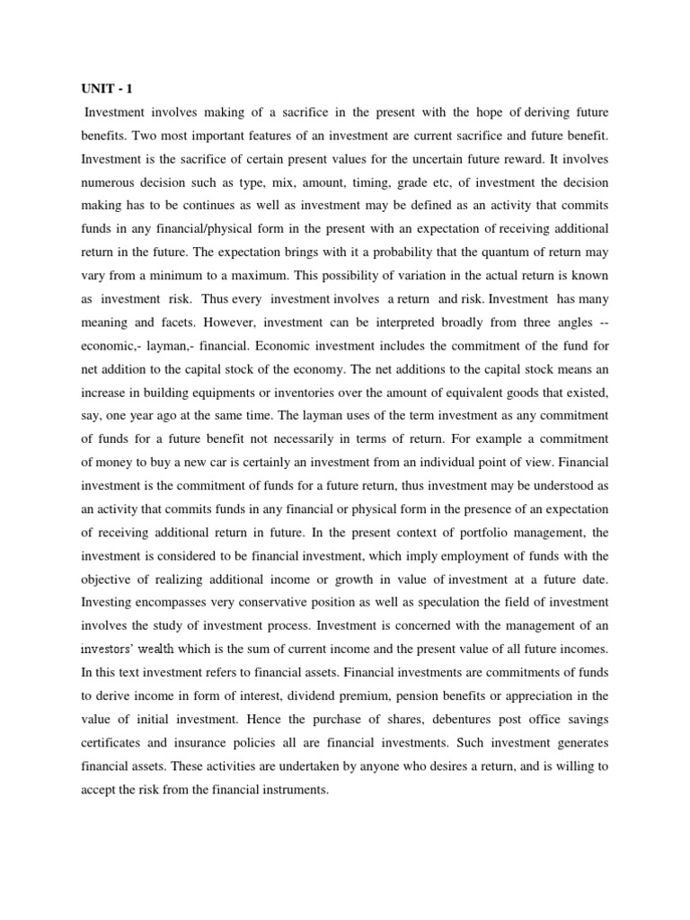Unit - 1 | PDF | Finance & Money Management