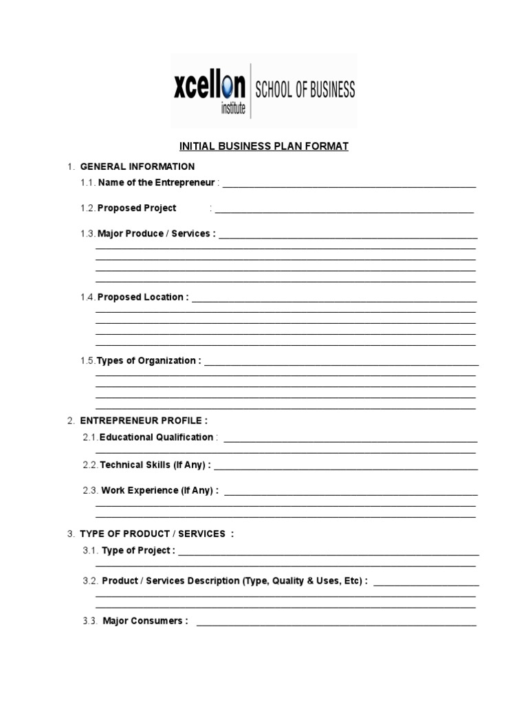 Initial Business Plan Format | PDF | Expense | Fixed Capital