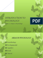 Introduction To Psychology: Week 2: Areas in Psychology