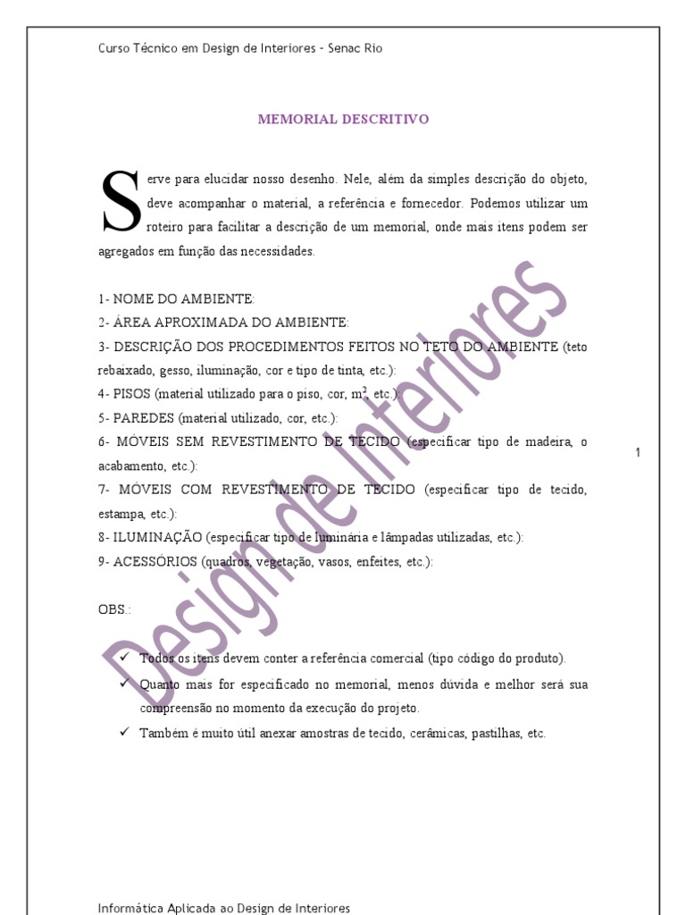 Memorial Descritivo | PDF
