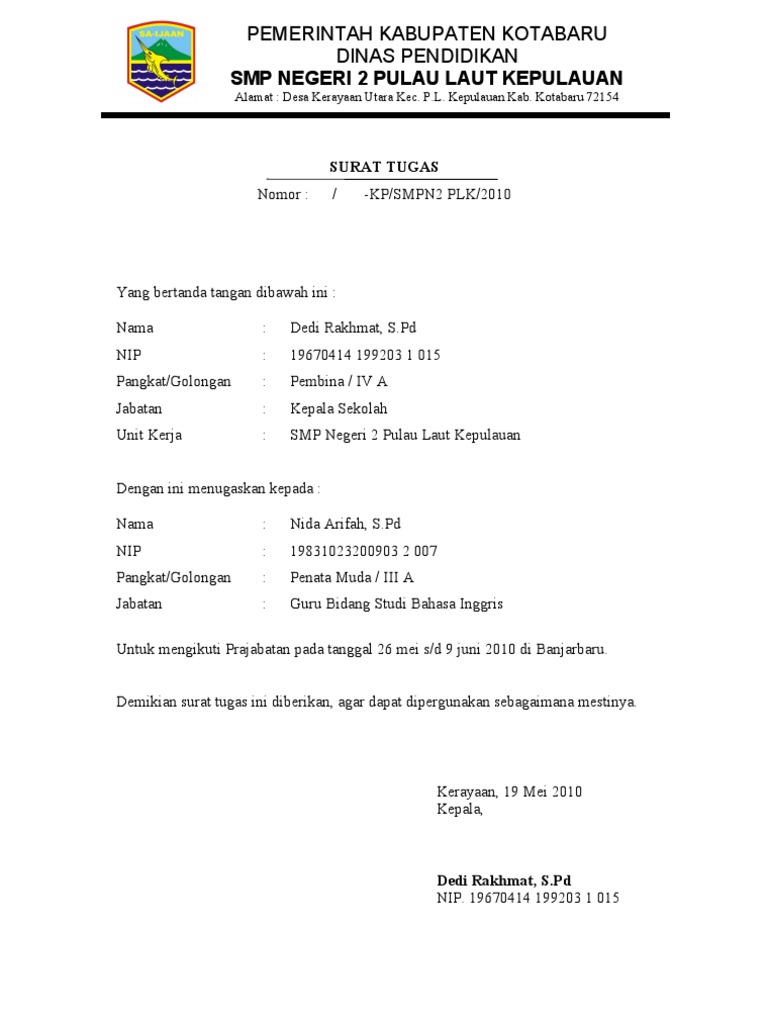 Contoh Surat Tugas Pdf