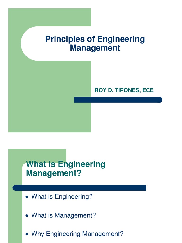 Principles of Engineering Management Engineering Engineer