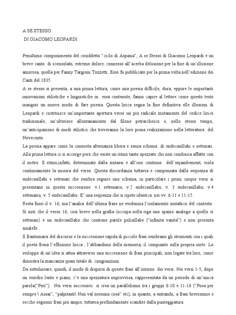 A Se Stesso Di Leopardi