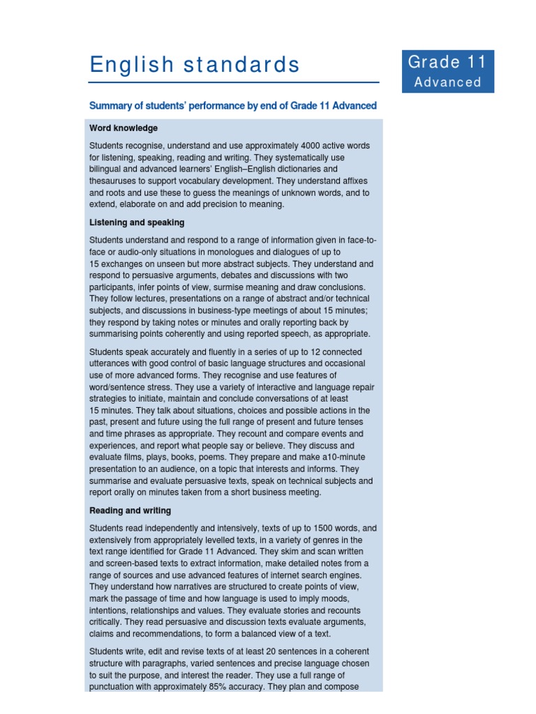 English Standards Grade 11 PDF Argument Reading (Process)