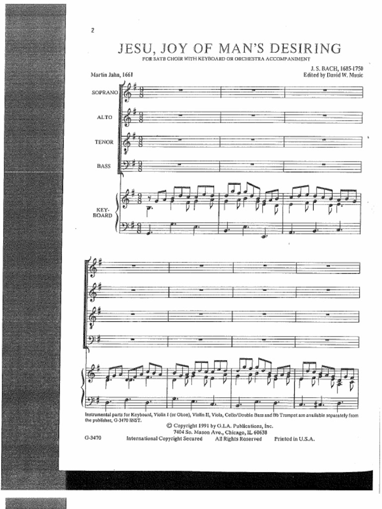 Jesu Joy Of Man S Desiring Satb Entertainment General
