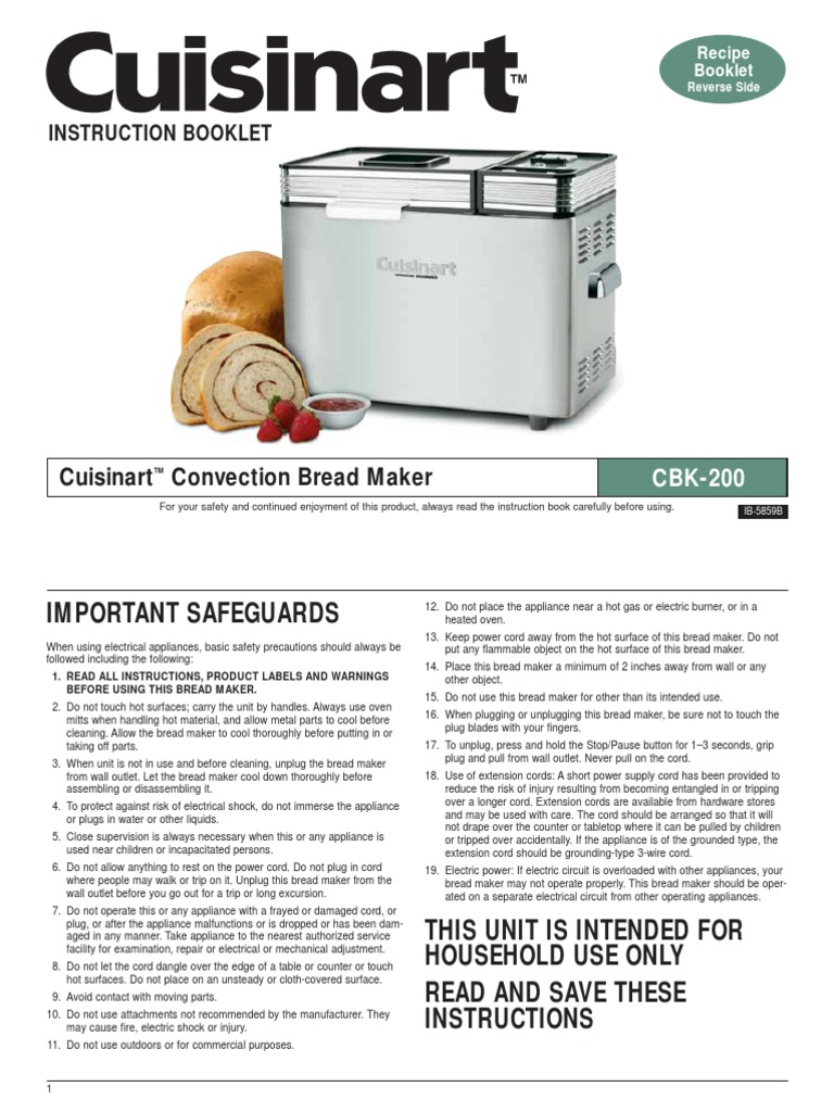 Featured image of post Cuisinart Cbk 200 Manual For your safety and continued enjoyment of this product always read the instruction book carefully before using