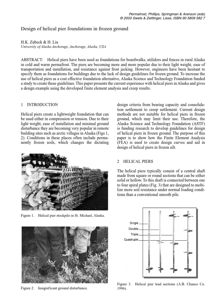 Design of Helical Pier Foundations in Frozen Ground PDF Creep