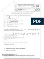 Exercicios de Revisao Matematica 9 Ano