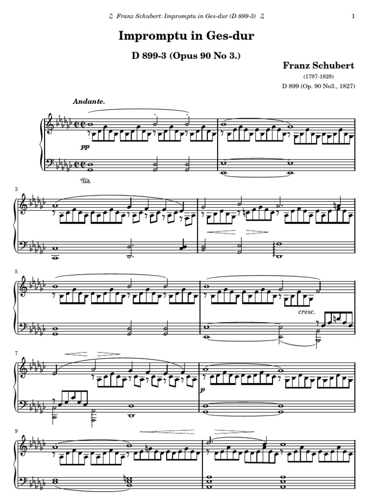 Schubert Impromptu Op 90 No 3 Partition