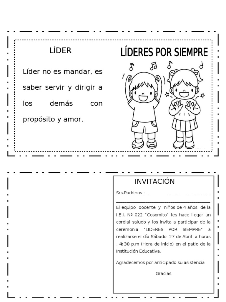 Tarjeta de Invitacion para Ceremonia de Lideres | PDF | Crecimiento