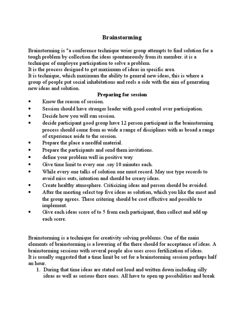 Effective Brainstorming Techniques | PDF | Brainstorming | Behavioural ...