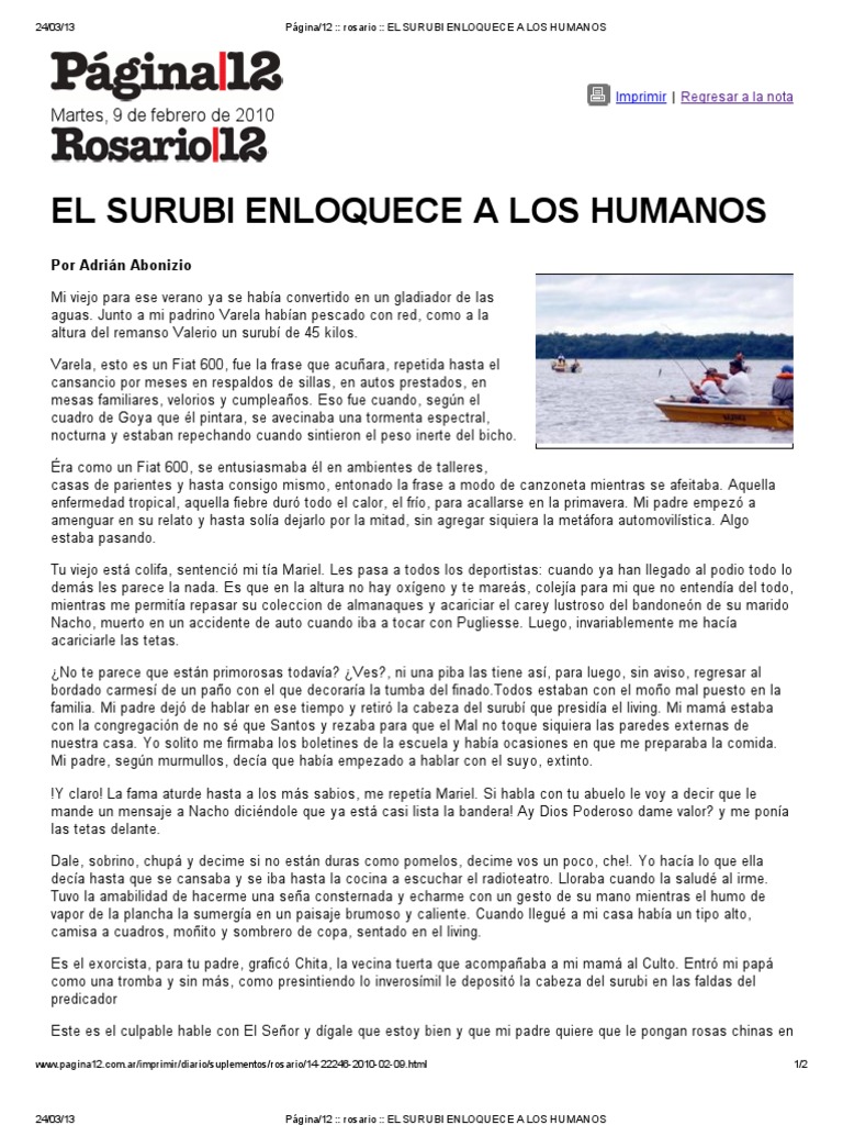 Surubí: locura y familia en la pesca | PDF | Ocio