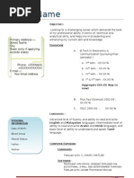 Resume Electronics and Telecom Engineer fresher