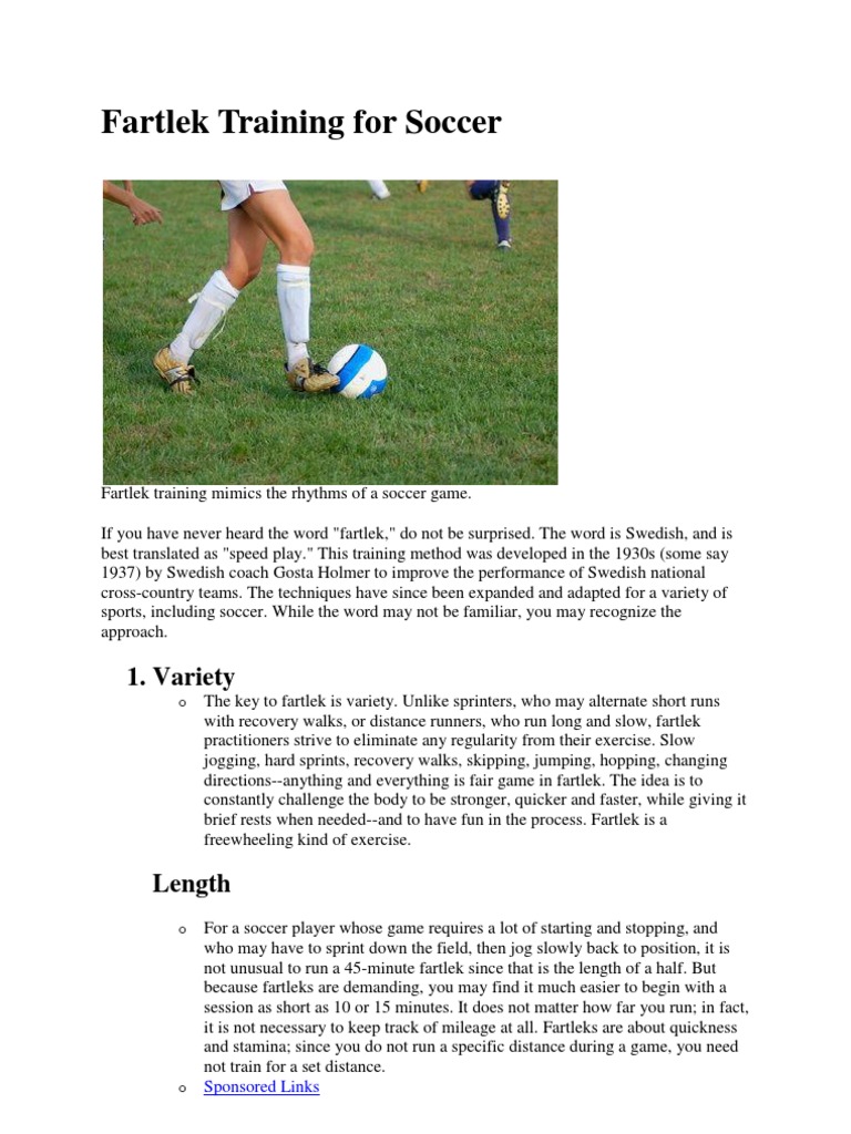 Fartlek Training For Soccer PDF Aerobic Exercise Management Of