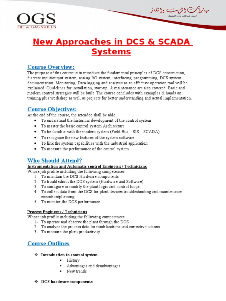DCS & SCADA Systems Training Course | PDF | Scada | Control System