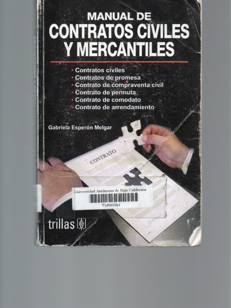 Manual De Contratos Civiles Y Mercantiles Gabriela Esper n Melgar 