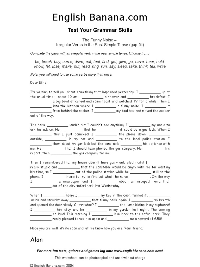 Irregular Verbs in The Past Simple Tense Gap Fill Ig14 | PDF