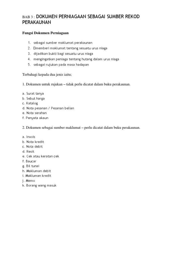 Bab 3 Dokumen Perniagaan Pdf