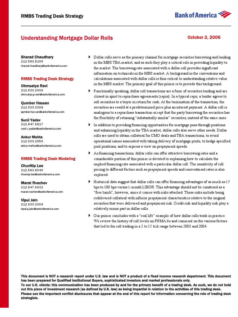 [Bank of America] Understanding Mortgage Dollar Rolls Repurchase