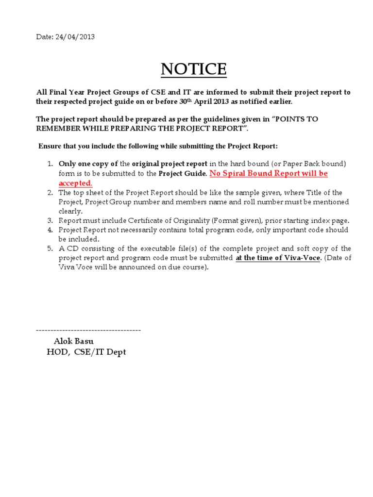 Final Year Project Report Submission Guidelines | PDF | Database Index ...