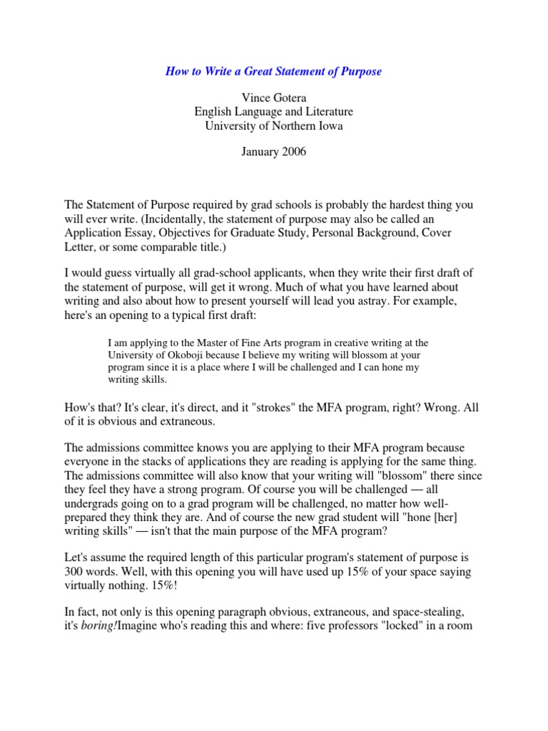 How To Write A Great Statement of Purpose  PDF