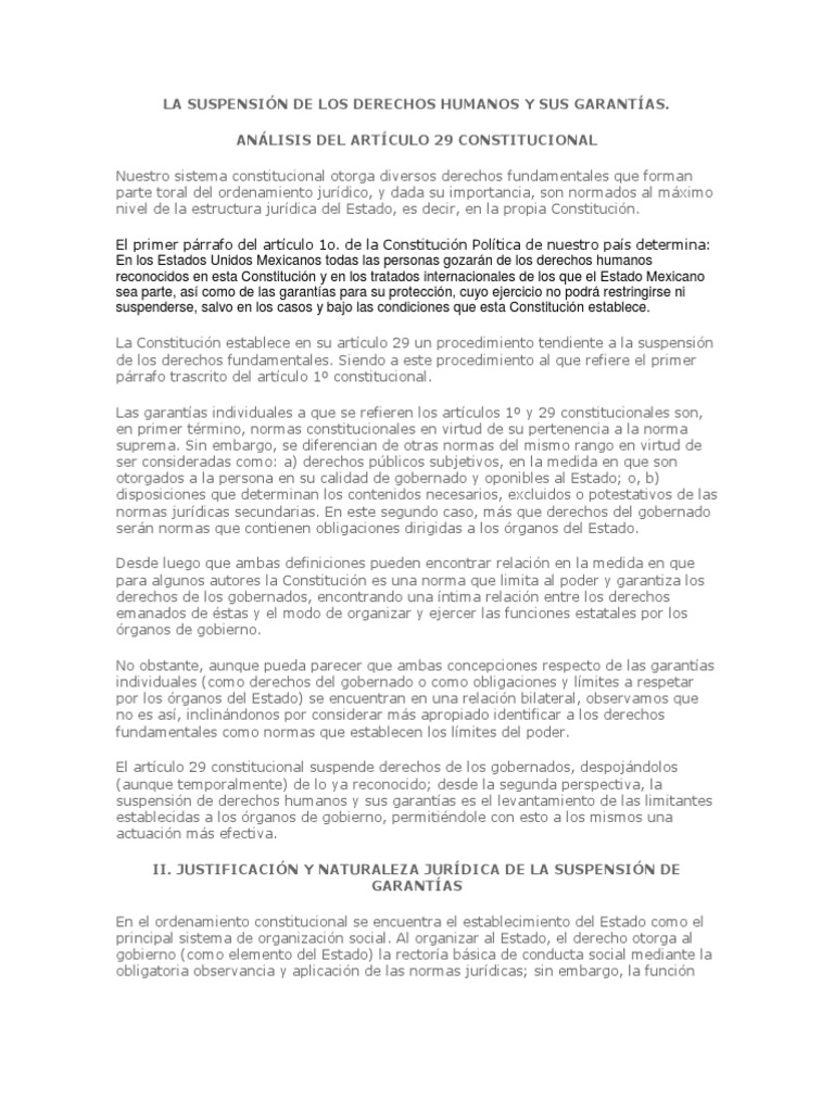 La Suspensión de Los Derechos Humanos y Sus Garantías | PDF | Derecho ...