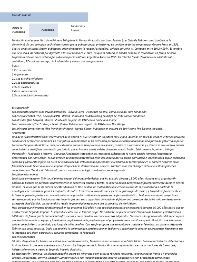 Ciclo de Trántor PDF Universo de la Fundación Isaac Asimov