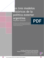 Simonoff Los Tres Modelos Históricos de La Política Exterior Argentina